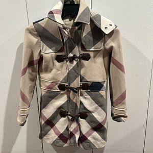 Burberry Wool Blend Kids Pea Coat, Size 10Y
